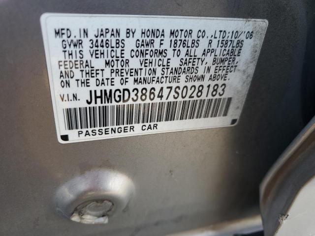 JHMGD38647S028183 - 2007 HONDA FIT S SILVER photo 12