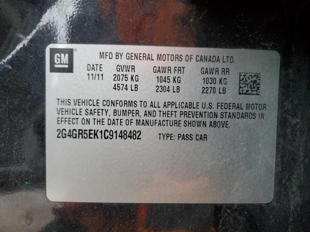 2G4GR5EK1C9148482 - 2012 BUICK REGAL 黑色 照片 12