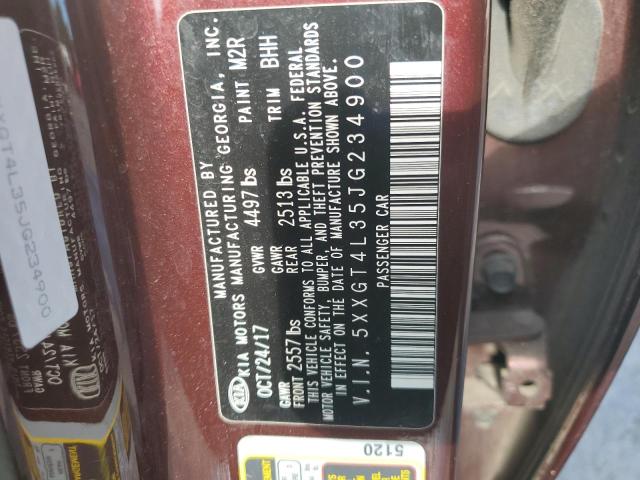 5XXGT4L35JG234900 - 2018 KIA OPTIMA LX ბურგუნდია ფოტო 12