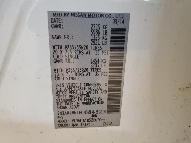 5N1AR2MN4EC684323 - 2014 NISSAN PATHFINDER S WHITE photo 13