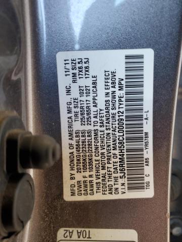 5J6RM4H58CL000912 - 2012 HONDA CR-V EX GRAY photo 13