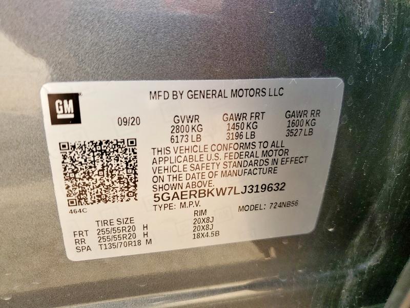 5GAERBKW7LJ319632 - 2020 BUICK ENCLAVE ESSENCE Gris photo 13