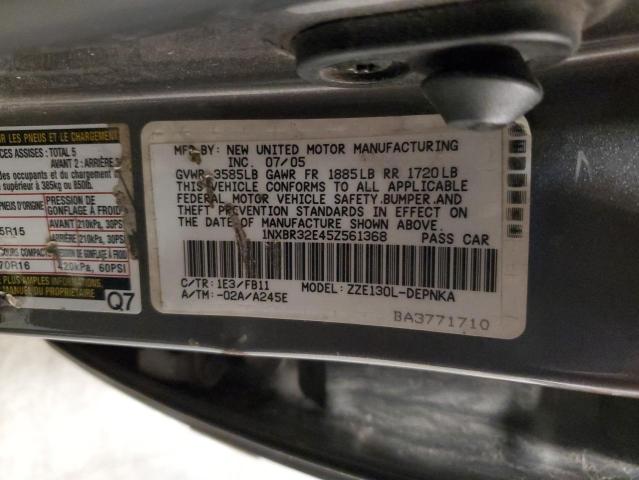 1NXBR32E45Z561368 - 2005 TOYOTA COROLLA CE GRAY photo 12