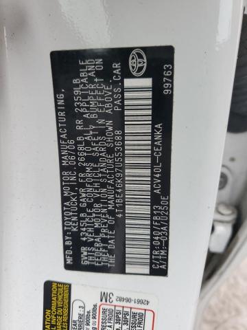 4T1BE46K97U553688 - 2007 TOYOTA CAMRY CE WHITE photo 12