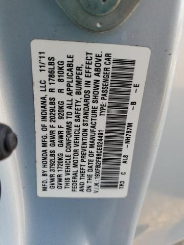 19XFB2F88CE024491 - 2012 HONDA CIVIC EX BLUE photo 13