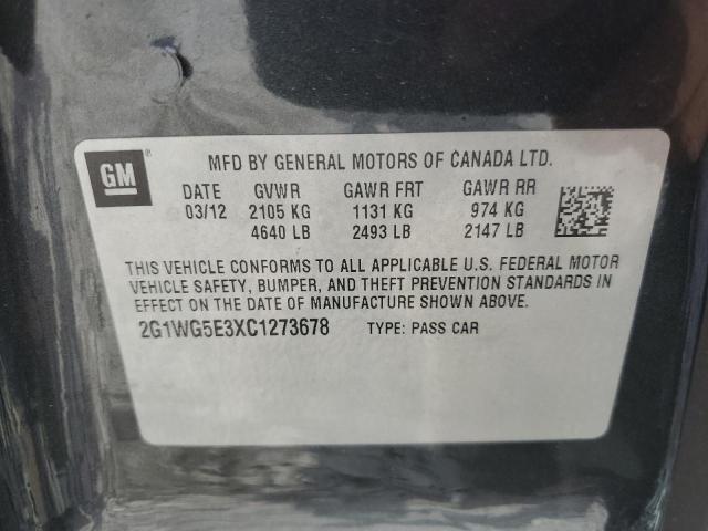 2G1WG5E3XC1273678 - 2012 CHEVROLET IMPALA LT GRAY photo 12