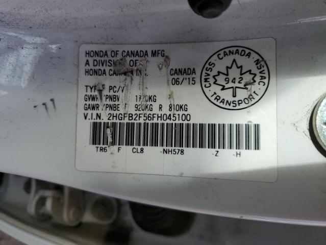 2HGFB2F56FH045100 - 2015 HONDA CIVIC LX WHITE photo 12