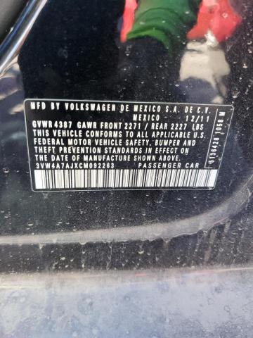 3VW4A7AJXCM092263 - 2012 VOLKSWAGEN JETTA GLI 黑色 照片 12