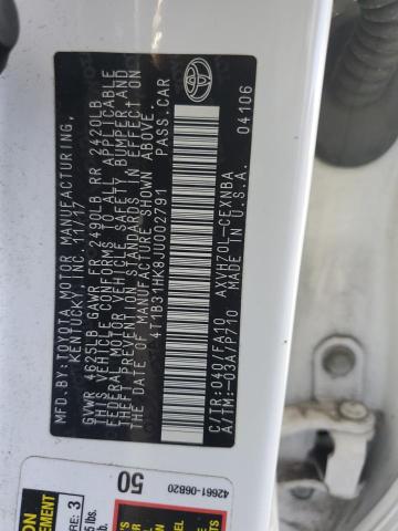 4T1B31HK8JU002791 - 2018 TOYOTA CAMRY LE თეთრი ფოტო 12