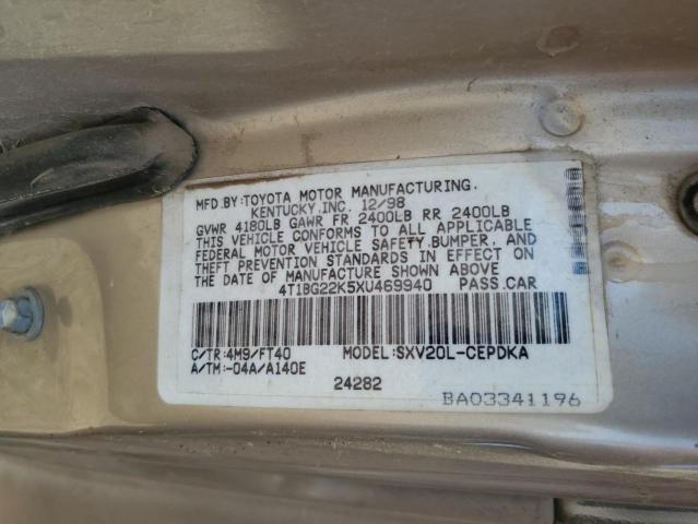 4T1BG22K5XU469940 - 1999 TOYOTA CAMRY CE SILVER photo 12