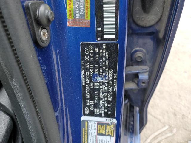 3KPFL4A78JE260885 - 2018 KIA FORTE LX ლურჯი ფოტო 12