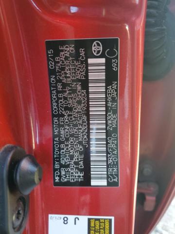 JTDKN3DU4F1933234 - 2015 TOYOTA PRIUS أحمر صورة 12