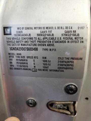 3GNDA23D07S603498 - 2007 CHEVROLET HHR LT GRAY photo 13