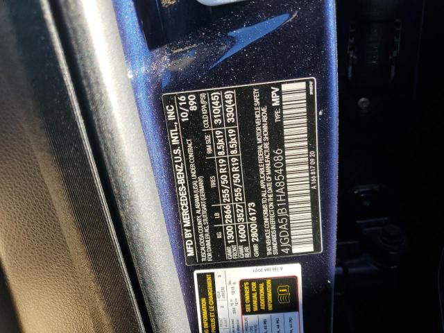 4JGDA5JB1HA854086 - 2017 MERCEDES-BENZ GLE 350 ლურჯი ფოტო 13