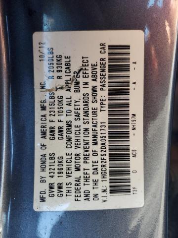 1HGCR2F52DA051731 - 2013 HONDA ACCORD SPORT GRAY photo 12