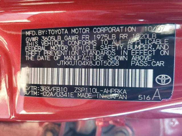 JTKKU104X8J015058 - 2008 TOYOTA SCION XD RED photo 13