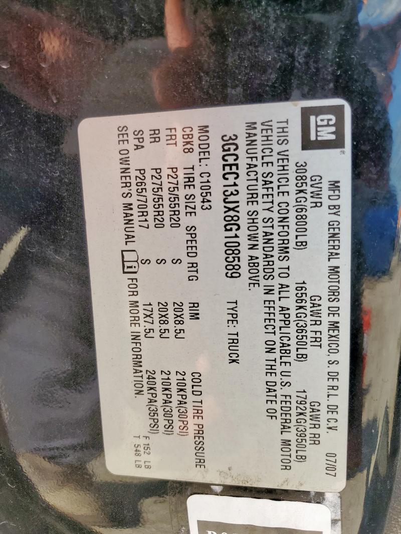 3GCEC13JX8G108589 - 2008 CHEVROLET SILVERADO C1500 BLACK photo 12