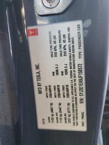 5YJ3E1EA9JF158572 - 2018 TESLA MODEL 3 ნაცრისფერი ფოტო 13