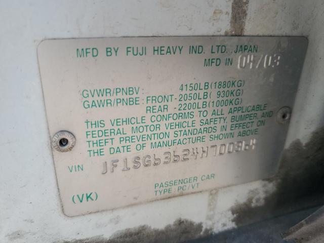 JF1SG63624H700364 - 2004 SUBARU FORESTER 2.5X BEIGE photo 12