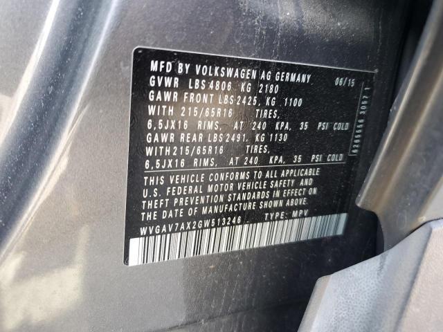 WVGAV7AX2GW513246 - 2016 VOLKSWAGEN TIGUAN S 灰色 照片 14