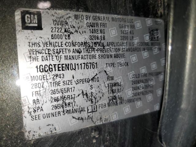 1GCGTEEN0J1176761 - 2018 CHEVROLET COLORADO ZR2 BLACK photo 12