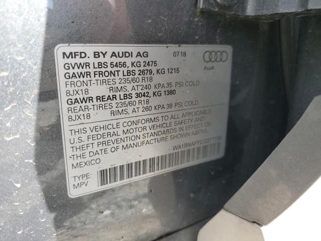 WA1BNAFY2J2217739 - 2018 AUDI Q5 PREMIUM PLUS GRAY photo 13