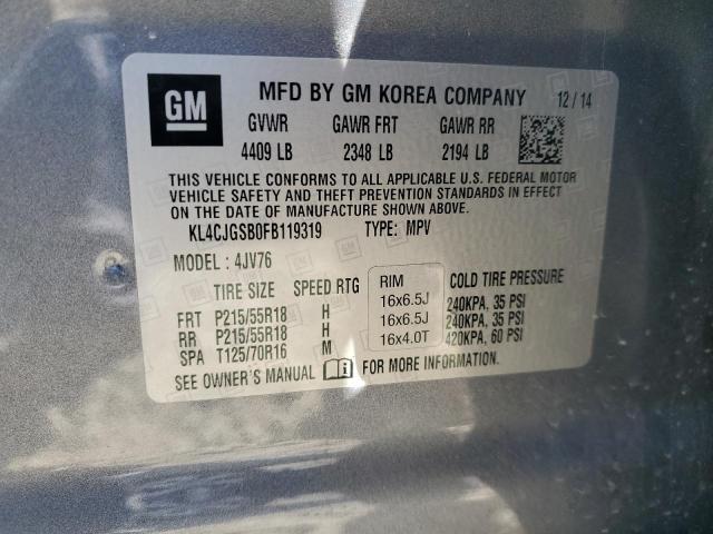 KL4CJGSB0FB119319 - 2015 BUICK ENCORE 灰色 照片 12