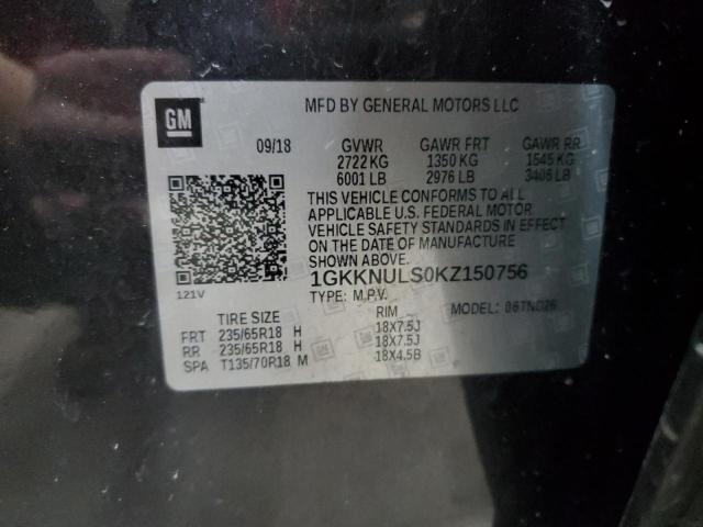 1GKKNULS0KZ150756 - 2019 GMC ACADIA SLT-1 Qara foto 13