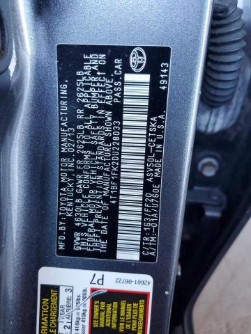 4T1BF1FK2DU228033 - 2013 TOYOTA CAMRY L 灰色 照片 13