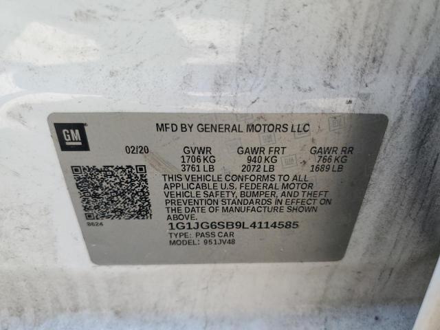 1G1JG6SB9L4114585 - 2020 CHEVROLET SONIC 白色 照片 12