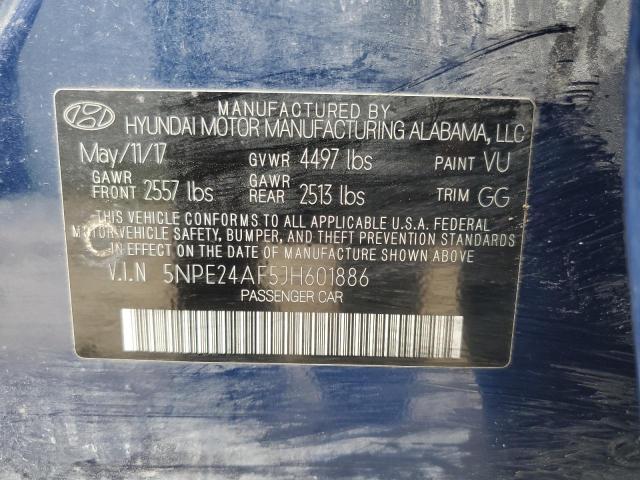 5NPE24AF5JH601886 - 2018 HYUNDAI SONATA SE BLUE photo 12