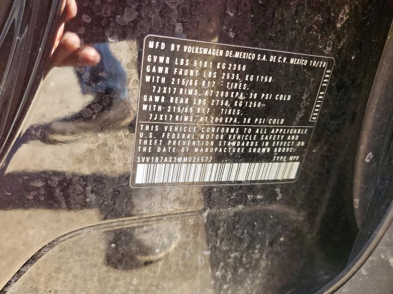 3VV1B7AX3MM025577 - 2021 VOLKSWAGEN TIGUAN S Negro foto 13