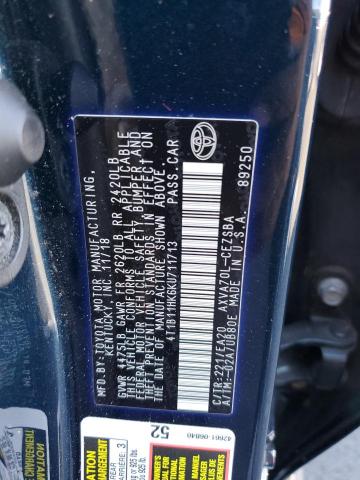4T1B11HK6KU711713 - 2019 TOYOTA CAMRY L Mavi foto 12