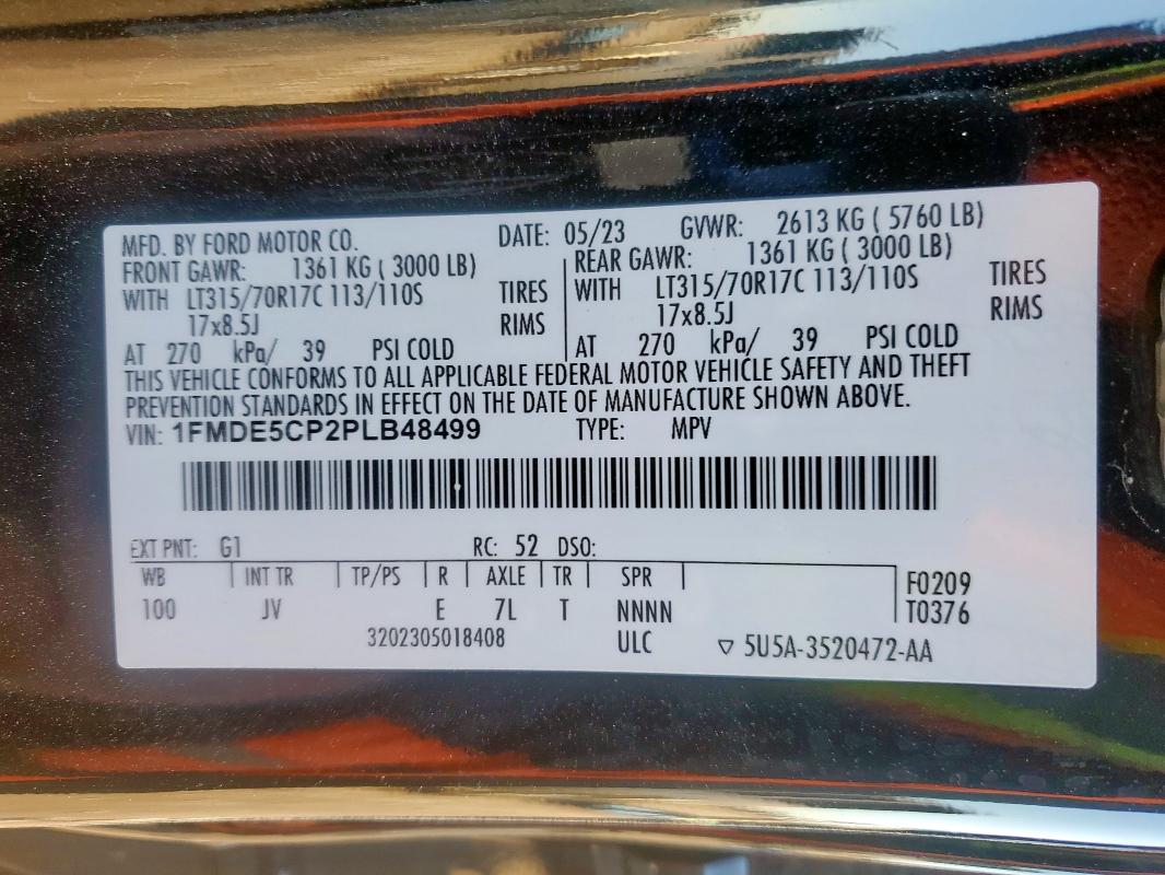 1FMDE5CP2PLB48499 - 2023 FORD BRONCO BASE 黑色 照片 12