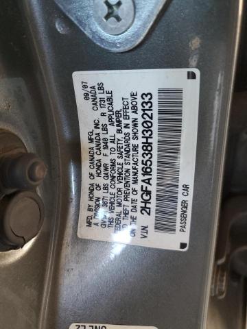 2HGFA16538H302133 - 2008 HONDA CIVIC LX GRAY photo 13