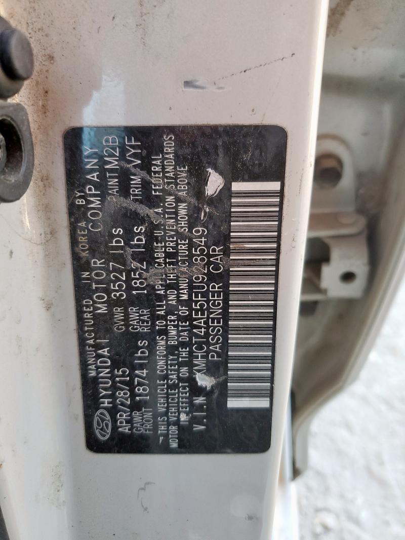 KMHCT4AE5FU928549 - 2015 HYUNDAI ACCENT GLS ბეჟი ფოტო 13