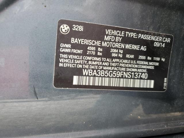 WBA3B5G59FNS13740 - 2015 BMW 328 XI SULEV GRAY photo 12