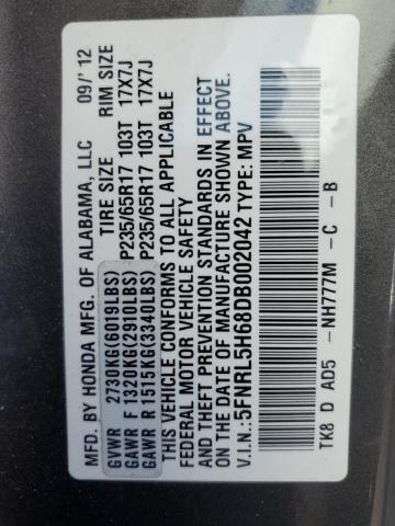 5FNRL5H68DB002042 - 2013 HONDA ODYSSEY EXL Boz foto 13