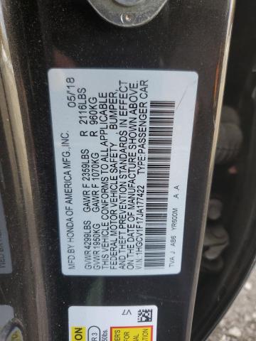 1HGCV1F17JA177422 - 2018 HONDA ACCORD LX ყავისფერი ფოტო 12