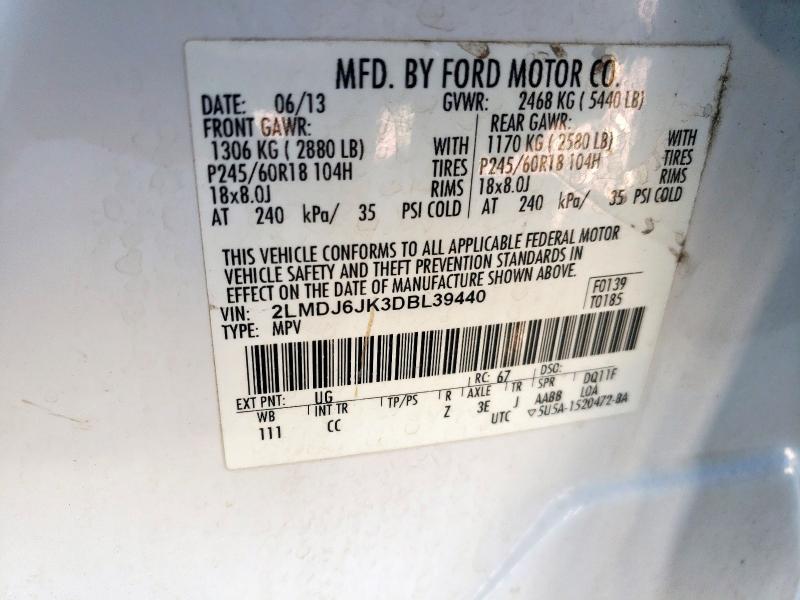 2LMDJ6JK3DBL39440 - 2013 LINCOLN MKX WHITE photo 14