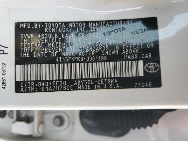 4T1BF1FK8FU961299 - 2015 TOYOTA CAMRY LE 白色 照片 13