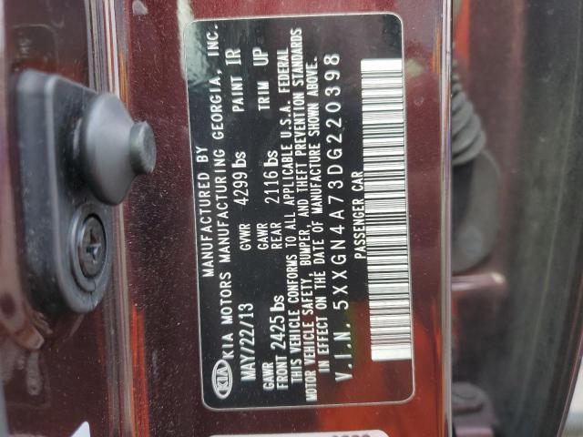 5XXGN4A73DG220398 - 2013 KIA OPTIMA EX BURGUNDY photo 12