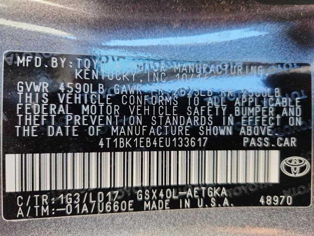 4T1BK1EB4EU133617 - 2014 TOYOTA AVALON BASE Gris foto 13