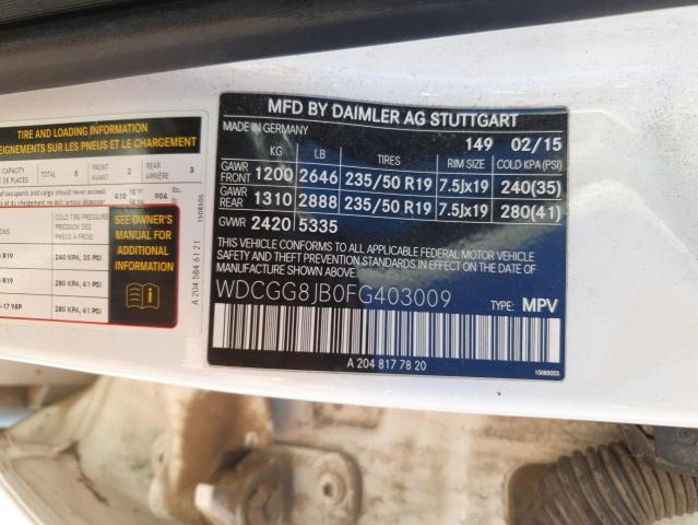 WDCGG8JB0FG403009 - 2015 MERCEDES-BENZ GLK 350 4MATIC WHITE photo 13