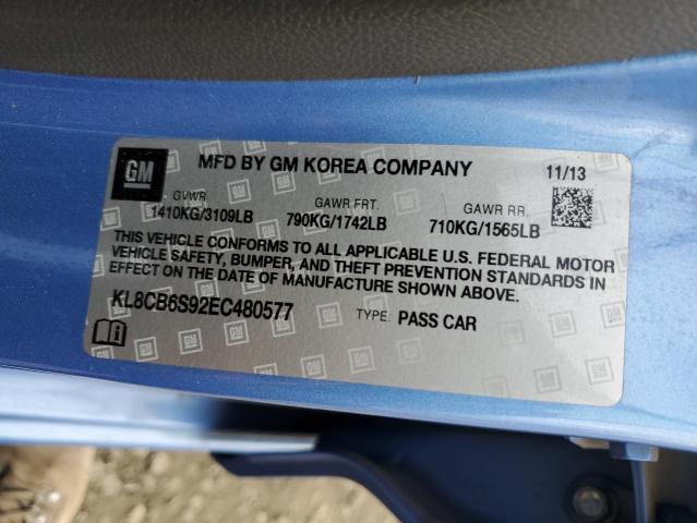 KL8CB6S92EC480577 - 2014 CHEVROLET SPARK LS ლურჯი ფოტო 12