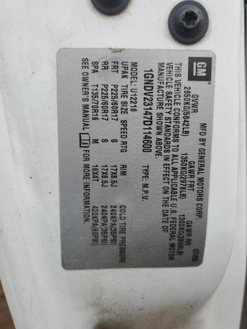 1GNDV23147D114600 - 2007 CHEVROLET UPLANDER LS WHITE photo 14