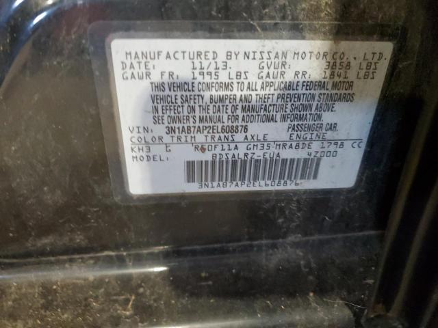 3N1AB7AP2EL608876 - 2014 NISSAN SENTRA S BLACK photo 12