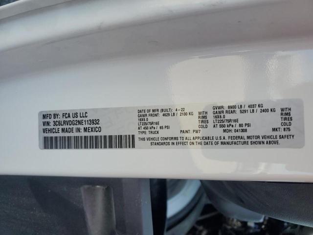 3C6LRVDG2NE113932 - 2022 RAM PROMASTER 2500 HIGH Blanco foto 12