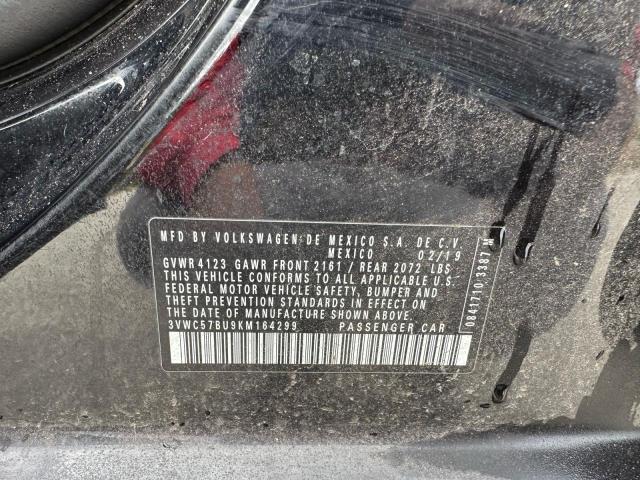 3VWC57BU9KM164299 - 2019 VOLKSWAGEN JETTA S 黑色 照片 10