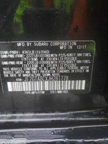 JF2GTABCXJH281778 - 2018 SUBARU CROSSTREK PREMIUM Siyah fotoğraf 14